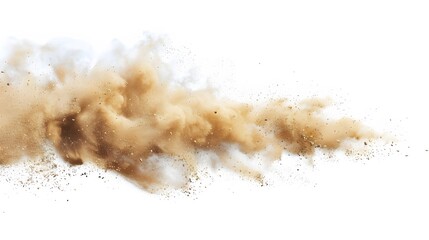 Canvas Print - Tan cloud of sand blown on a white background