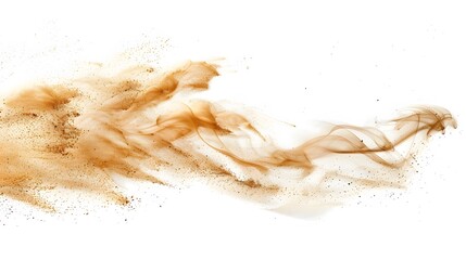 Wall Mural - Tan cloud of sand blown on a white background