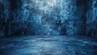 © Aytaj - Empty Dark Blue Studio Background and Grey Floor Concrete perspective with blue soft light well editing Floor Display product and text present on Wall Room Empty free space Black Cement Backdrop photo