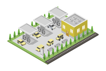 Sticker - Petroleum gas station isometric