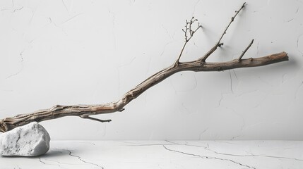 Wall Mural - a wooden branch white background