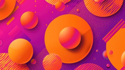 Wall Mural - geometric pattern with orange elements on a magenta background for web and graphic design