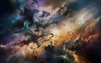 abstract galaxy background with deep space elements, including stars, nebulas, and swirling cosmic c