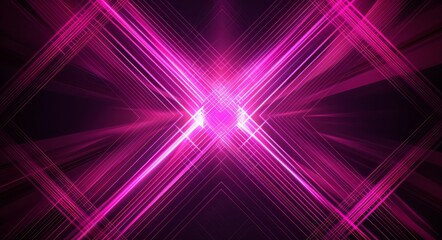 Wall Mural - a pink neon light background with a gradient and symmetrical lines