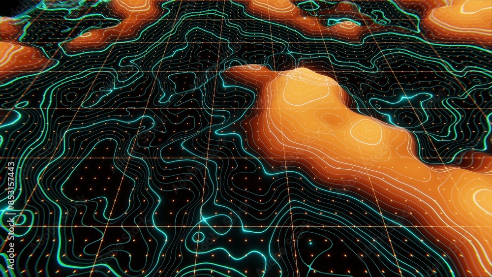 Topography Bitmap Topographic map background concept. Contour topology map. Visualization ...