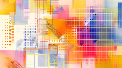 Wall Mural - abstract background with colorful geometric shapes and lines,