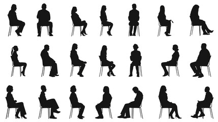 Wall Mural - silhouettes of people sitting on chairs