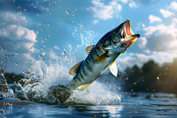 A big fish jumps out of the water