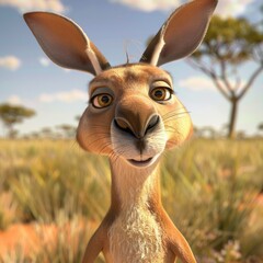 3D cartoon kangaroo.