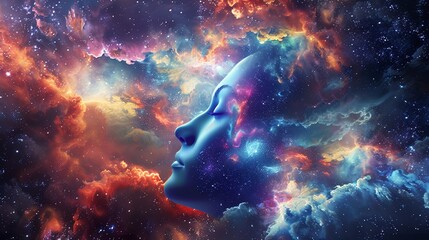 Wall Mural - Cosmic Inspiration A Profile of Human Potential Within A Nebula