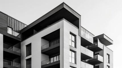 Wall Mural - Monochrome Exterior of Contemporary Apartment Complex