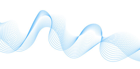 Abstract colorful blue, blend wave lines on transparent background. Abstract colorful wave lines and technology background. Vector abstract colorful flowing wave lines isolated on white background. 
