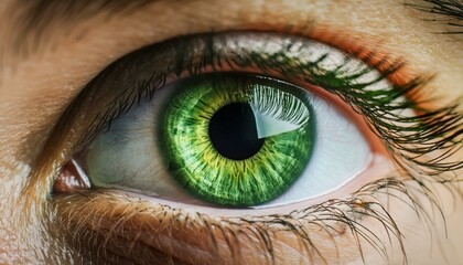 close up of a green human left eyeball