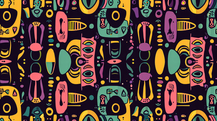 Wall Mural - Seamless pattern with african masks. Vector illustration for your design