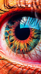 Wall Mural - A close up of a person's eye with a colorful iris.