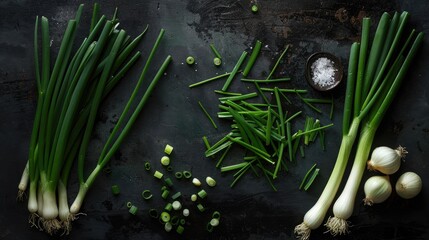 Wall Mural - Fresh vegetable Green onion as a raw fresh ingredient