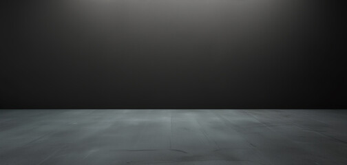 Fototapete - ey Floor Concrete perspective with blue soft light well editing Floor Display product and text present on Wall Room Empty free space Black Cement Backdrop photo.