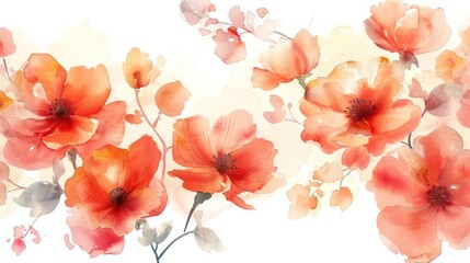 Canvas Print - Floral Watercolor Illustration: Vibrant Blooms in Delicate Hues