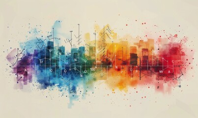 Wall Mural - math Digital illustration, white background, watercolor style 
