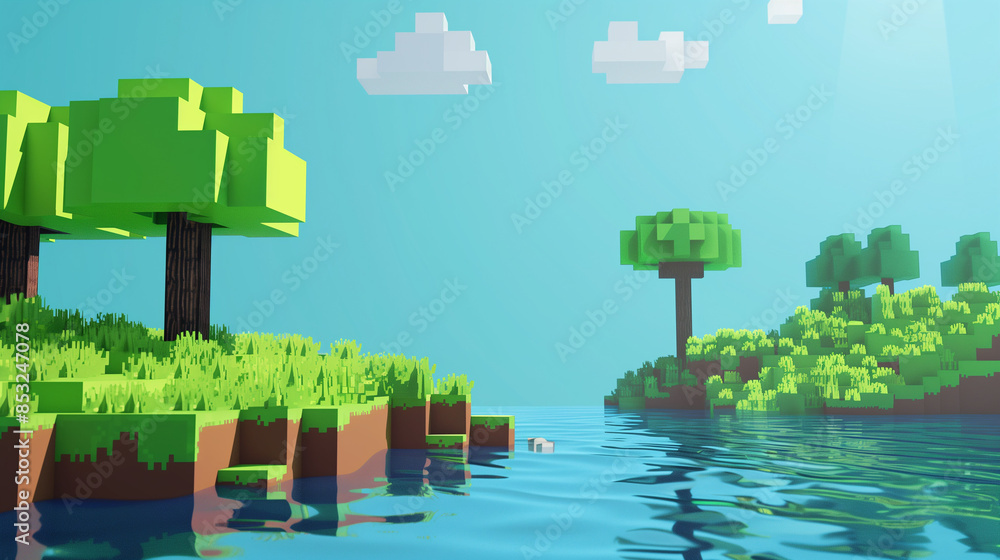 game location in 3D pixel art style Stock Illustration | Adobe Stock