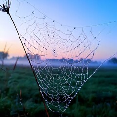 spider web with dew drops