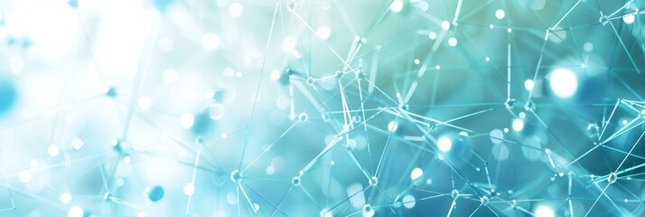 Minimalist tech background featuring soft blue data particles and connecting lines, forming abstract shapes