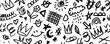 © Vitalii - Vector seamless pattern  with charcoal graffiti doodle punk and girly shapes  Hand drawn abstract scribbles and squiggles, creative various shapes, pencil drawn icons. Scribbles, scrawls, stars, crown