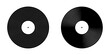© vikusha_art - Black vinyl disc icons. Turntable LP or long play music records isolated on white background. DJ equipment for club techno party. 70s 80s 90d discotheque nostalgia design. Vector graphic illustration.