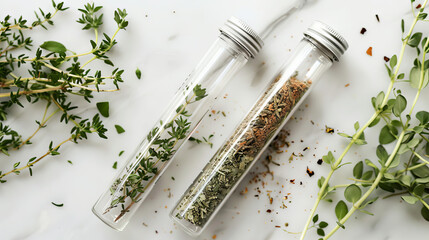 test tube with dried hyssop spice