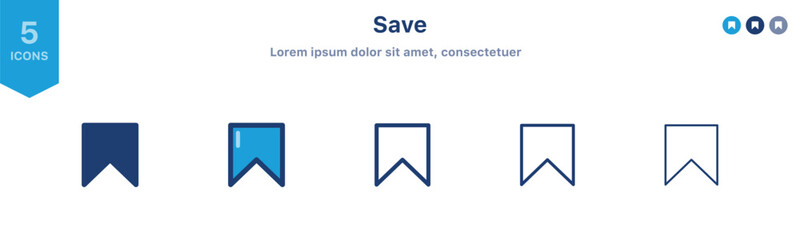 Poster - Save icon set. bookmark icon symbol ; social media save vector icon ; favorite, save ribbon icons