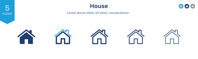 Aufkleber - Home icon set. House symbol ; Web home symbol sign ; Main page vector icons