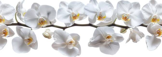 Wall Mural - Flowers orchid branch floral isolated on white wallpaper background