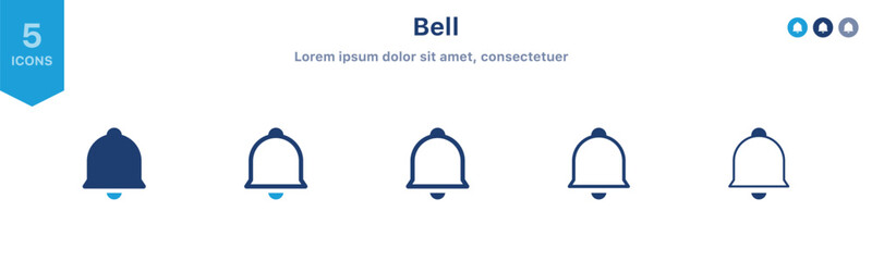 Leinwandbilder - Notification bell icon set. Incoming inbox message icon alarm symbol ; new message notifications icons; line outline flat web icon. vector illustration