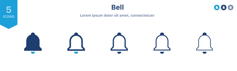 Leinwandbilder - Notification bell icon set. Incoming inbox message icon alarm symbol ; new message notifications icons; line outline flat web icon. vector illustration