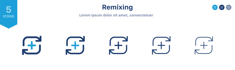Leinwandbilder - Remix icon button set ; 2 arrows plus icon symbol . Refresh icon. Arrow rotation circle. Sync repeat and reload arrow icon. Remixing icon with two arrows
