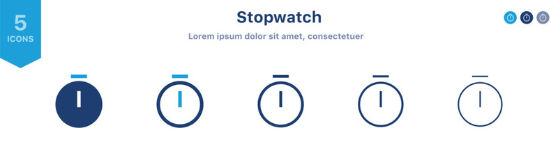 Leinwandbilder - Stopwatch icons set in flat style, Countdown timer icon symbol in filled, thin, line, outline icon for ui apps and websites