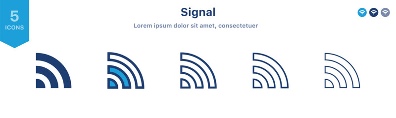 Fototapete - Wireless and wifi icon set in flat style, signal icon symbol internet connection sign in filled, line, outline icon for ui apps and website