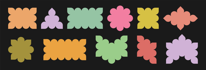 Wall Mural - set of isolated geometric bright blank text frames in y2k, groovy, retro style. abstract shapes. col