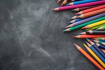 Wall Mural - Colorful Pencils on a Black Surface