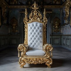 antique armchair with ornament. luxury golden armchair. antique furniture on a white background. 