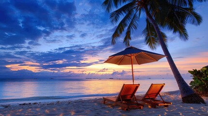 Wall Mural - Beachside relaxation at sunset