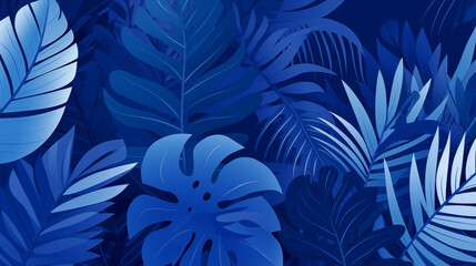 Poster - Dark Blue Jungle Foliage Art