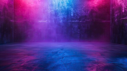 Wall Mural - floor epmty dark studio background blue and purple noise effect 