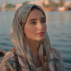 Woman in Hijab Gazing at the Horizon