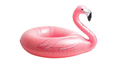 Wall Mural - Pink pool inflatable flamingo summer concept on white background