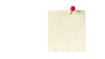 Pinned blank paper note on white background