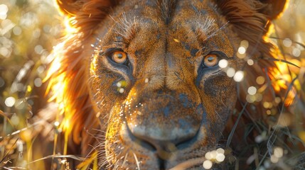 Poster - lion in the grass HD 8K wallpaper Stock Photographic Image  