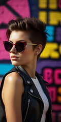 Woman British Punk Rock 1980s Sunglasses New Wave Fashion Cosmetics Beauty