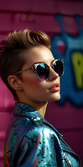 Woman British Punk Rock 1980s Sunglasses New Wave Fashion Cosmetics Beauty