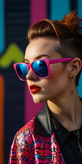 Woman British Punk Rock 1980s Sunglasses New Wave Fashion Cosmetics Beauty